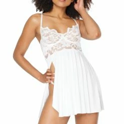 Lacey Babydoll & Thong Set - Coquette - White