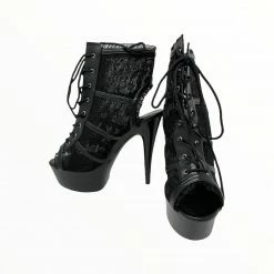Lace Bootie Heels - Black - Lapdance Lingerie Boudoir