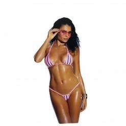 Elegant Moments Boudoir Striped Bikini 2 PC Set