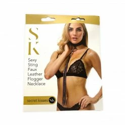 Boudoir Secret Kisses Sexy Sting Faux Leather Flogger Necklace