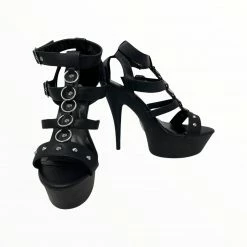 Lapdance Lingerie Boudoir Open Toe Studded Platform Heels - Black - Lapdance