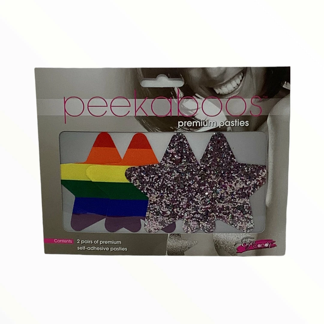 Xgen Products LGBTQIA Peekaboo Pride Rainbow Glitter Stars Pasties 3 Xgen Products LGBTQIA Peekaboo Pride Rainbow Glitter Stars Pasties